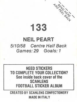 1984 Scanlens VFL Stickers #133 Neil Peart Back